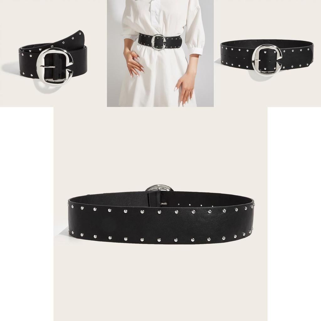 Fashion Rivet Belt With Alloy Buckle For Casual Outfits And Everyday Accessory