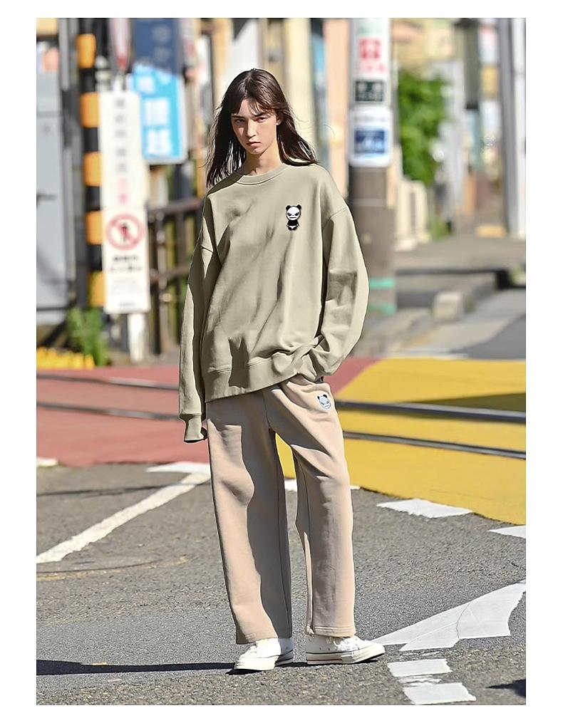 Hello Hipanda Panda Solid Color Neutral Trend Hooded Sweatshirt