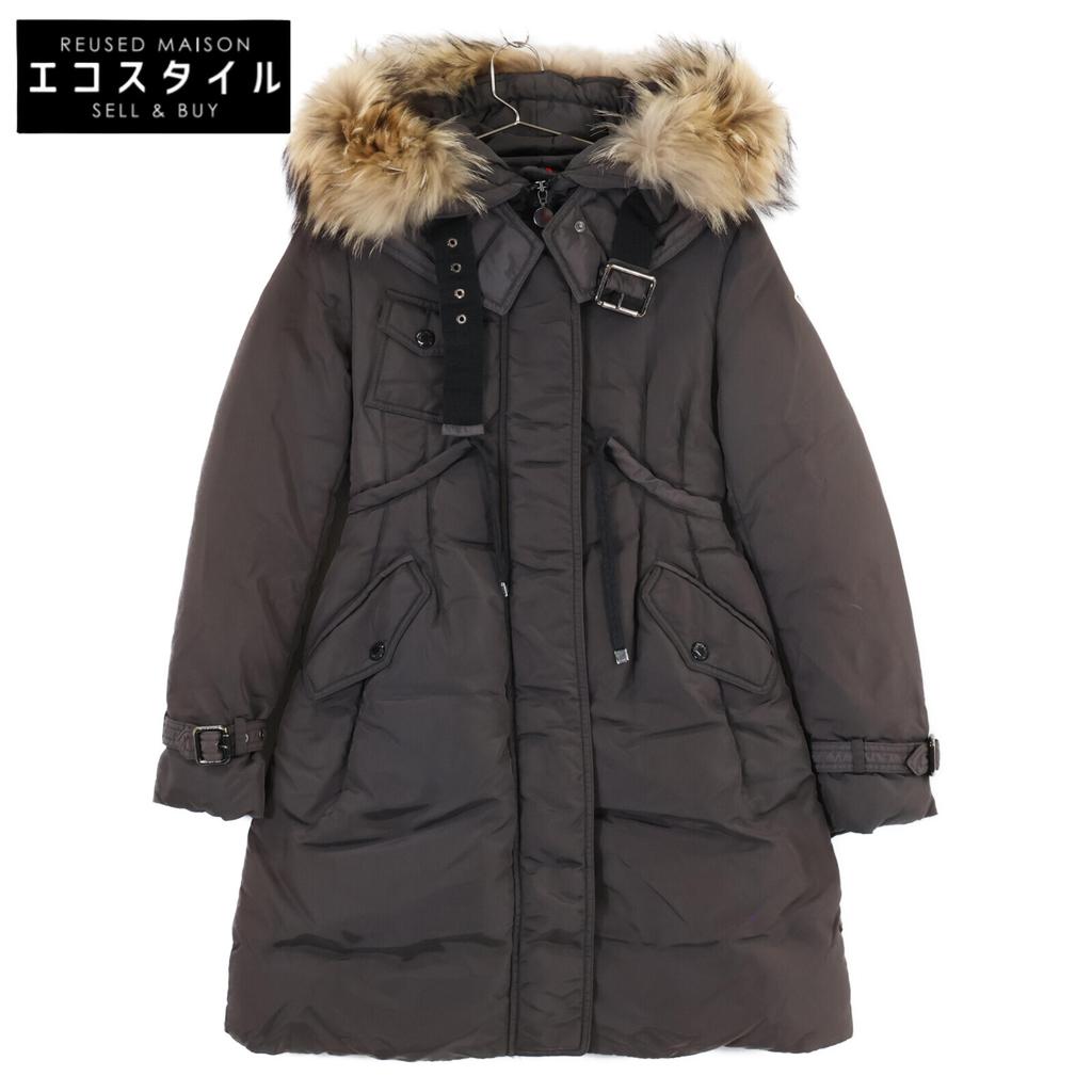 MONCLER PHALANGERE Down hoodie with fur coat 00 BrownUsed