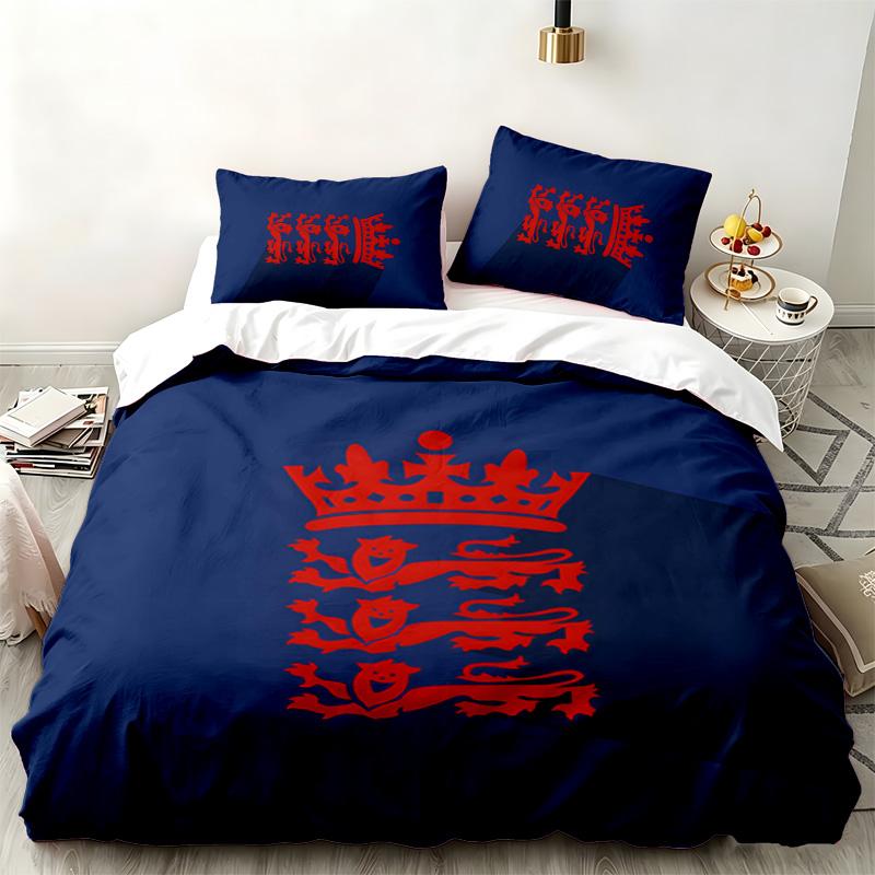 England Nationalmannschaft 3-teiliges Set Perfekt für das Schlafzimmer Bequemes Bettwäsche-Set enthält einen Bettbezug und zwei Kissenbezüge Ideal als Geburtstags- oder Ch