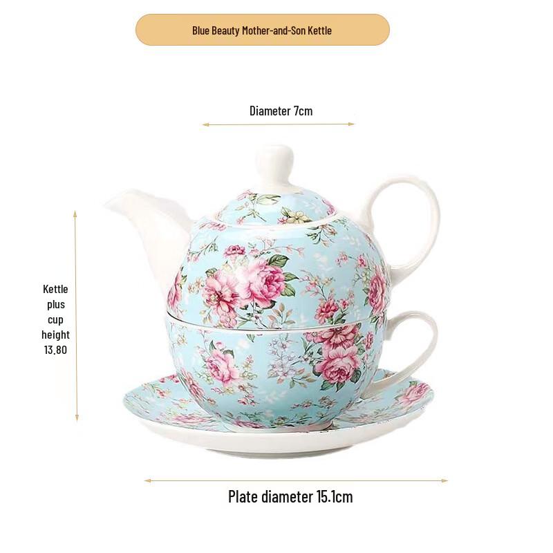 Shangqi Blue Beauty Gold-Rimmed Bone China Tea Set