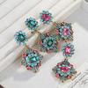 Colorful Geometric Zircon Long Earrings For Women, Sand Plated Vintage High-End Jewelry Gift