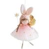 Adorable Bunny Ears Girl Christmas Ornament with Angel Wings Mystical Wand Lightweight Fabric Hanging Decoration