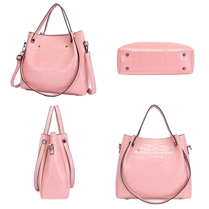 Women's Bag New Fashionable Crocodile Pattern Four-piece Set, Mother and Child Bag, Stone Pattern One Shoulder Portable Messenger Bag Fashionable
