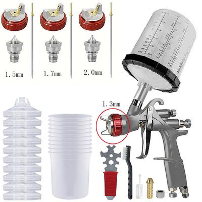 Spray Gun Nozzle 1.3/1.5/1.7/2.0mm With 600CC Mix Tank And Adpater Car Paint Gun  Varnish Paint Sprayer HVLP Air Spray Gun