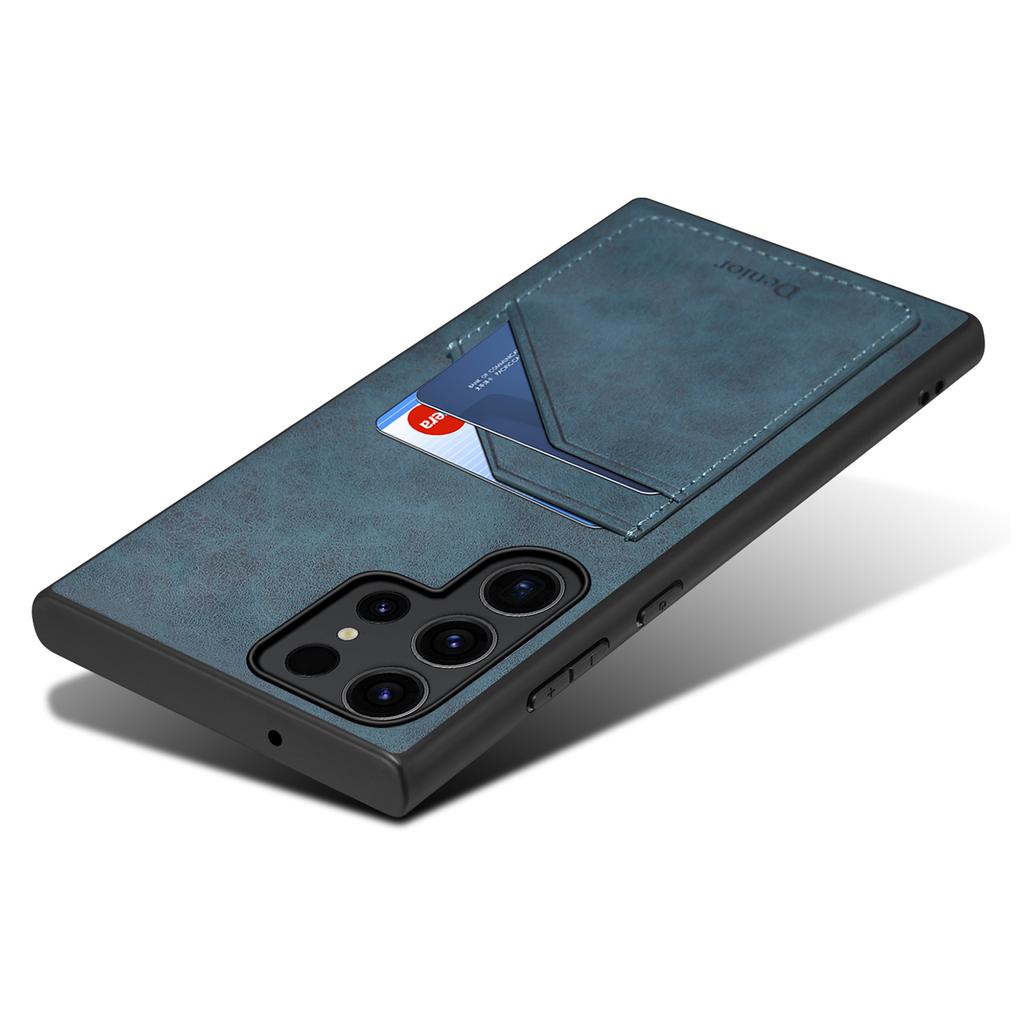 DENIOR For Samsung Galaxy S24 Ultra Case Retro Style 2 Card Holders Phone Back Cover