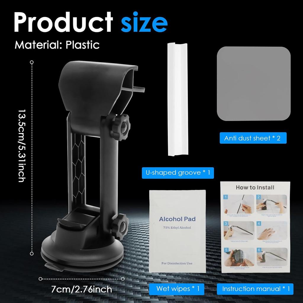 Car Mount Kit for Mini - Multi Angle Adjustable Car Bracket with Sticky Suction Base, Vehicle Suction Cup Mount for Dashboard