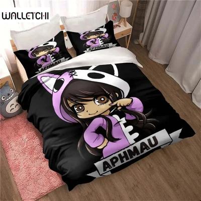 APHMAU Ložní souprava Sada povlečení Jednolůžko Dvoulůžko King size Kawaii Kreslený Aphmau Pro dospělé chlapce Ložnice Povlak na přikrývku a Polštář