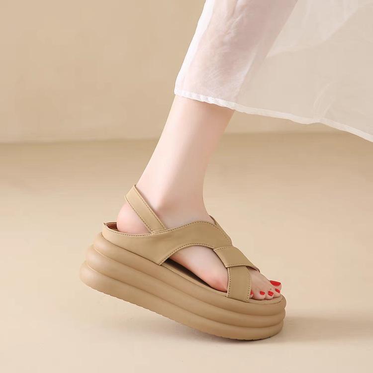 

Internet celebrity fashion heightens foreign style with skirt Roman sandals women s 2025 summer new platform temperament beach shoes 40 хаки