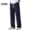 Solid Color Versatile Trousers Men Baggy Sweatpants, Loose Fit Straight Leg Trousers, Drawstring Waist Wide Cut Joggers, Athletic Pants