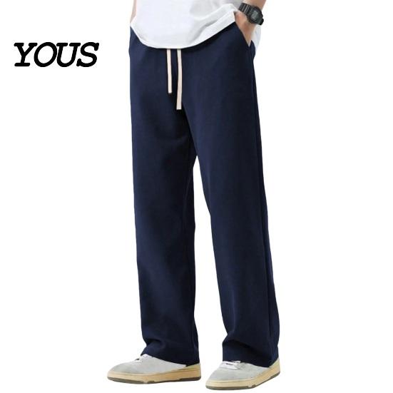 Solid Color Versatile Trousers Men Baggy Sweatpants, Loose Fit Straight Leg Trousers, Drawstring Waist Wide Cut Joggers, Athletic Pants