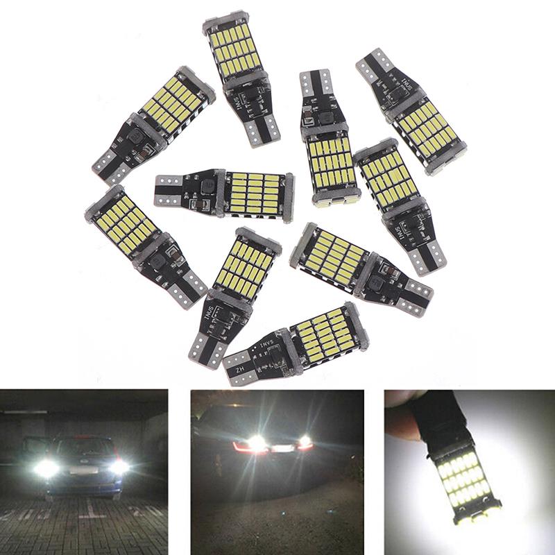 10Pcs White 45 Smd 4014 T15 W16W Led Car Reverse Back Light Bulb 6000K