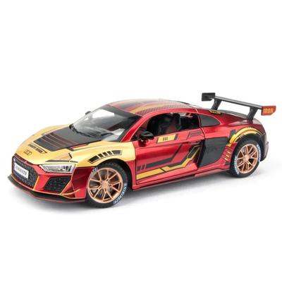 1/24 Scale R8 V10 Racing Car Toy for Children 1:24 Diecast Metal Miniature Model Pull Back Sound & Light Collection Gift for Boys