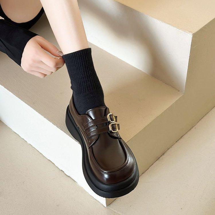 Retro Small Leather Shoes Women's Spring New Platform One-pedal Shoes Mary Jane Single Shoes