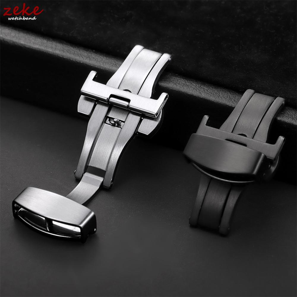 Stainless Steel Butterfly Deployment Buckle Matte Button Double Click Clasp Watch Strap 12/14/16/18/20/22mm Watches Accessories