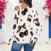 Women Plus Size Asymmetric Cutout Neck Cold Shoulder Long Sleeve White Leopard Belt Heart Star Printed Fitted Top