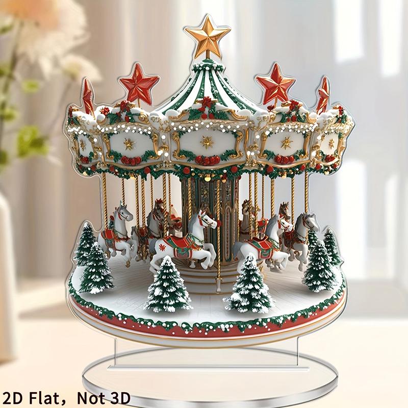 1Pc 2D Elegant Acrylic Christmas Decoration Snowhouse & Reindeer Scene Home Office Ornaments Festive Warm Party Gift Photo Props