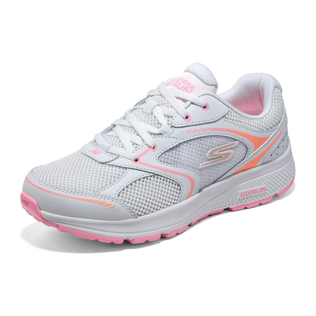 Skechers Go Run Consistent Round Toe Lace-Up Low-Top Running Shoes Women sneaker White Pink 896225-WPK