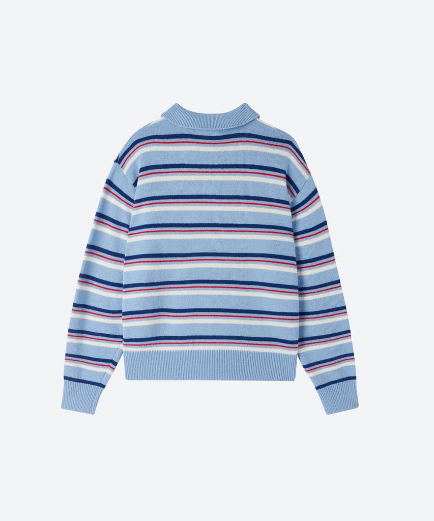 MOONSUN M.C Unisex, Stripe Wool Collar Knit / Sky Blue