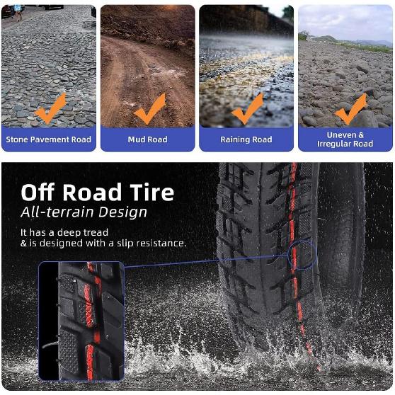 9.5 X 2.50 Off-Road Tubeless Tire For Niu KQi3 Electric Scooter Accessories Rear Front Wheel Replacement Tire Anti-Skid Shockproof (2 Pcs)