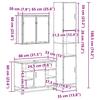 3 Piece Bathroom Furniture Set Smoked Oak Wood Based Material