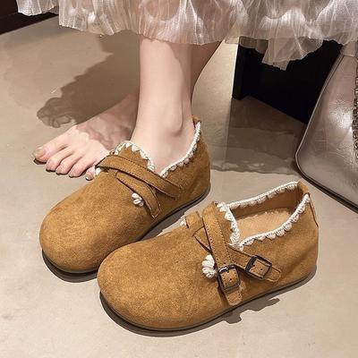Flat Bottom Women's Autumn New Fashionable Versatile Retro One-pedal Round Head Single Shoes