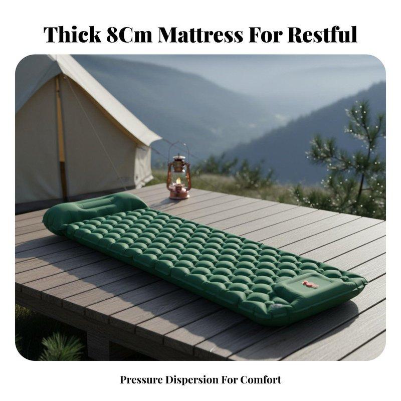 Thickened Inflatable Camping Mat, Foldable Tent Ground Pad, Plush Nap Mattress, Outdoor Moisture-Resistant