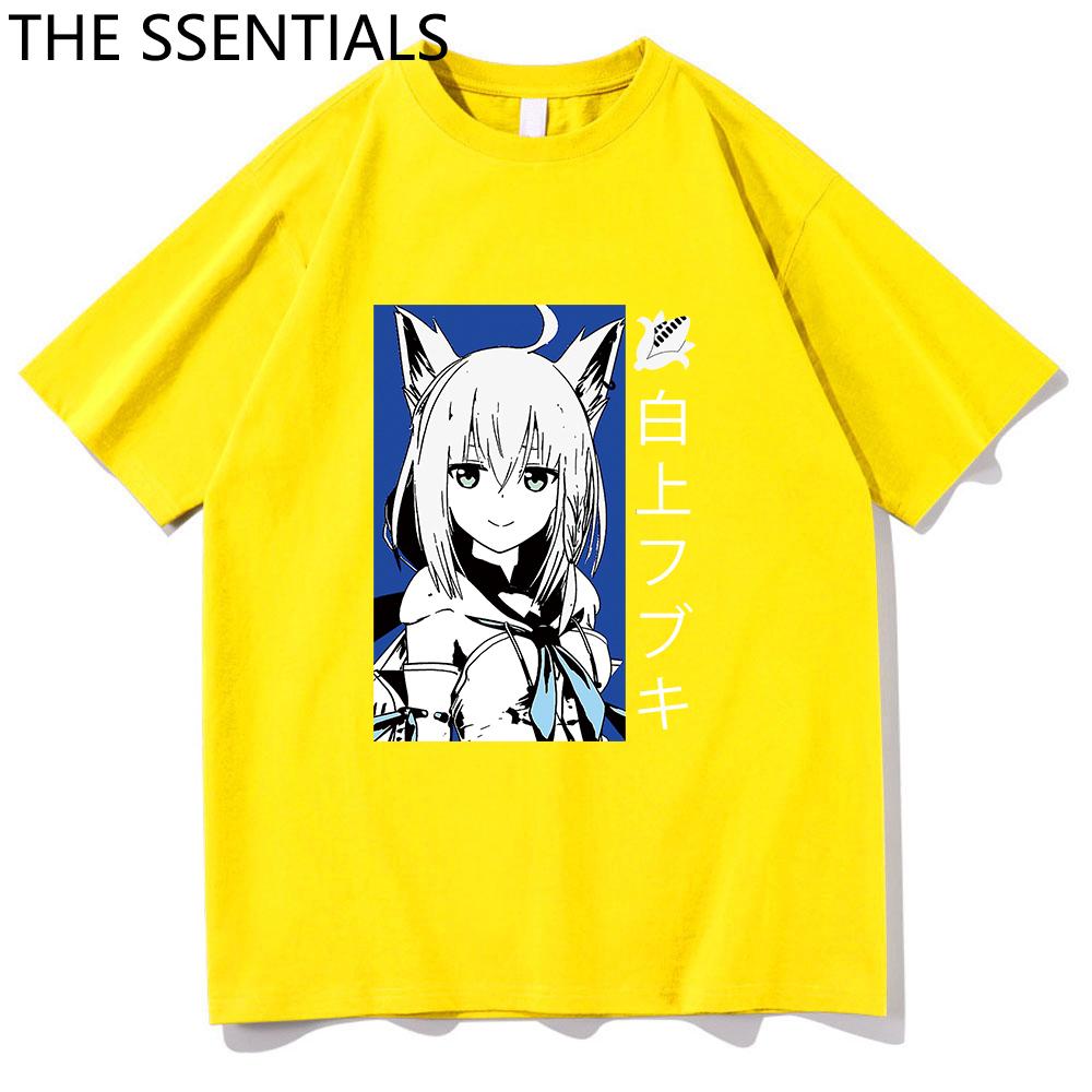 Hololive VTuber T-skjorte Unisex Harajuku tegneserie-grafikk-t-skjorter Unisex-tilfeldig bomullst-skjorte Herre Anime Kawaii Shirakami Fubuki T-skjorte