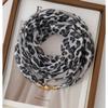 Women Korean Style Leopard Print Magnetic Buckle Scarf Thin Triangle Neck Kerchief Versatile Decorative Neck Scarf for Spring Autumn