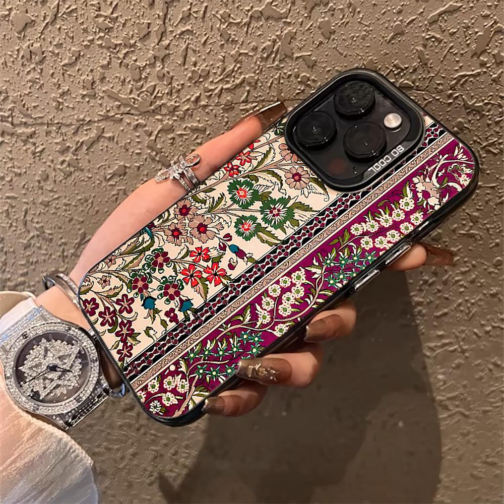 Floral IMD Phone Case For Xiaomi 17 Pro Max 15 T Pro 14 13 12 Pro Mi 11 Lite 5G Shockproof Slim Protective Silver Frame Cover