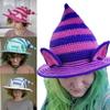 Witch Hat with Rabbit Ear Design Stylish Knitted Headpiece for Halloween Party New Year Party Background Decor