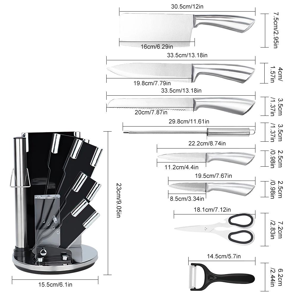 Includes Scissors and Sharpening Rod Multiple Blade Types Stainless Steel Knife Sets With Block