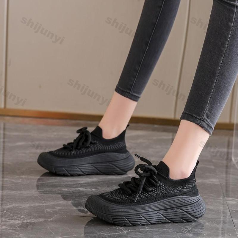 Fashion Women's Casual Shoes 2025 Knit Mesh Sport Shoes Slip-On Comfortable Breathable Versatile Spring Autumn EVA Insole Rubber Outsole