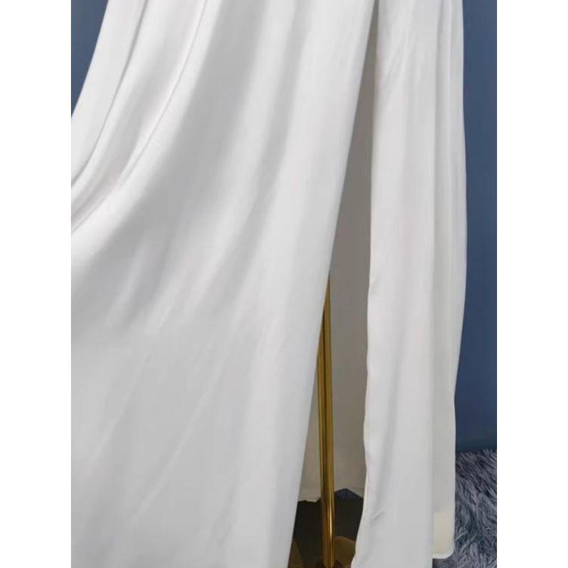 Export Single Lu's Smooth Acetate Satin Comfortable Horn Flying Sleeves Elegant Silm Annual Party Party Long Dress