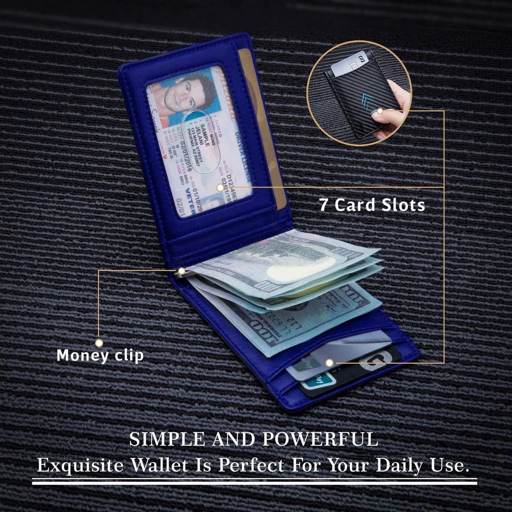 Carbon Fiber RFID Card Holder: Multi-Card Slots, Money Clip, Coin Purse, and Microfiber Leather Credit Card Sleeve for Men.