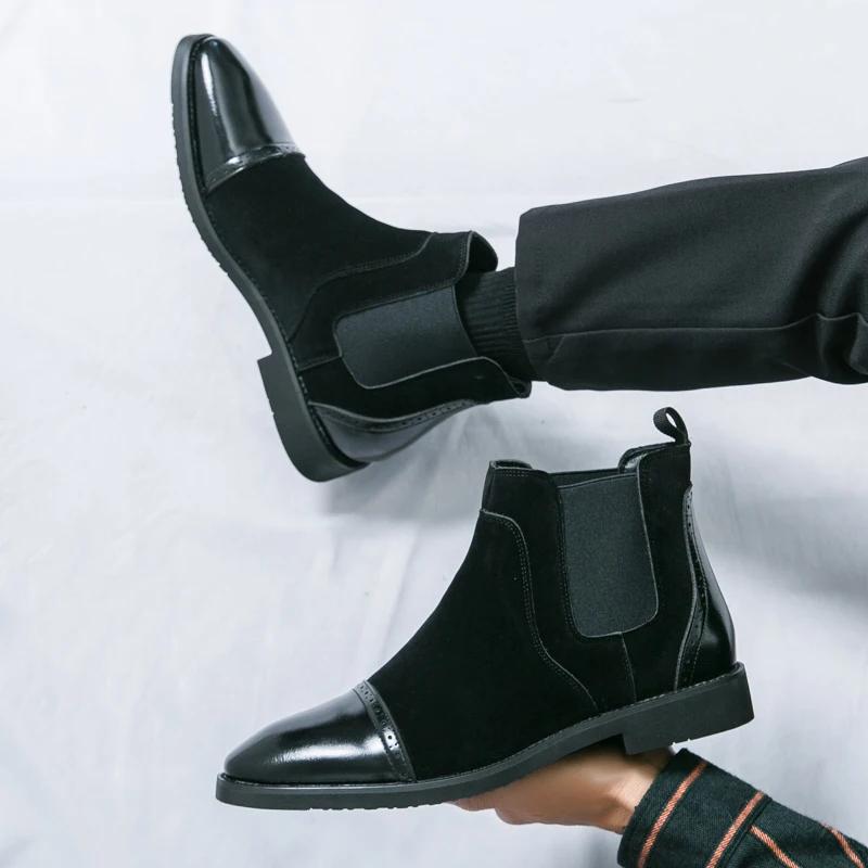 Fashion High Quality Men Formal Ankle Boots Business Casual Men Dress Office Chelsea Boots Male Slip-On Oxfords Luxury Designer Shoes