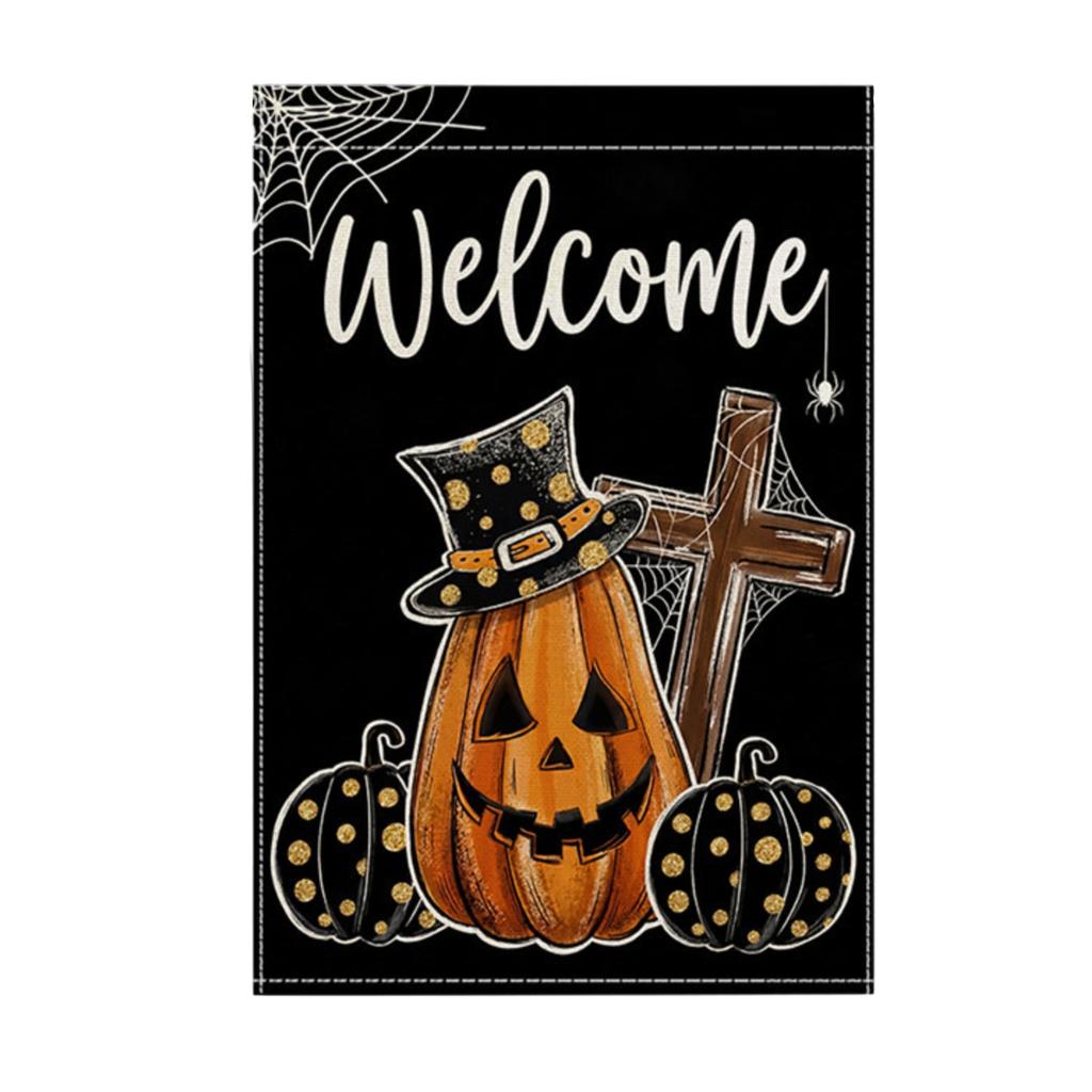 Halloween Garden Flag with Leaf Print for Fall Outdoor Decor