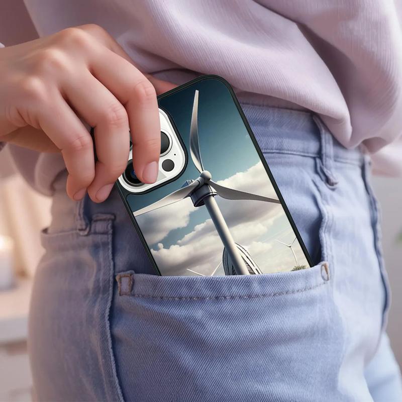 Windmill Over Sunset Enviromental Phone Case For iPhone 17 Air 15 16e 14 13 Pro Max Coque 12 11 Pro Max PLUS cover