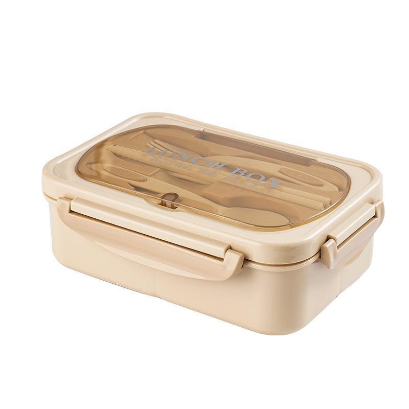 Lunchbox mit Geschirr für Büroangestellte, quadratisch unterteilt, für die Mikrowelle, Bento-Box, auslaufsicherer Lebensmittelbehälter für Picknicks und Camping
