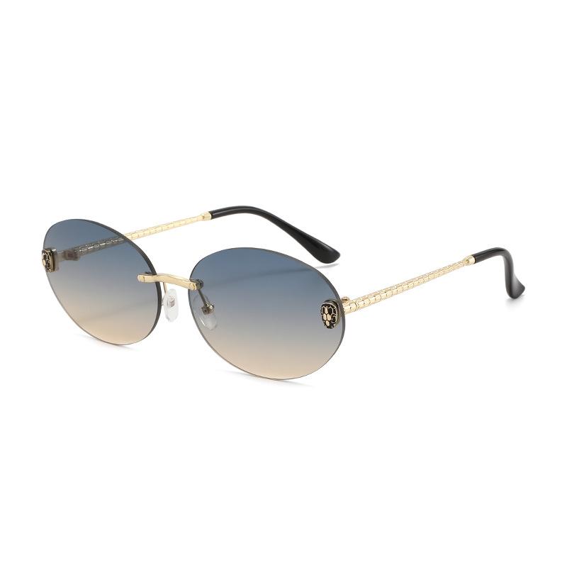 New rimless trimmed glasses oval snakehead personalized sunglasses European and American retro fashion sunglasses sunglasses