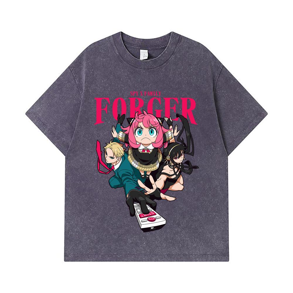 275 GSM Washed T-shirts 100% Cotton Spy X Family V1 Forger Print Unisex Heavy Cotton T Shirt