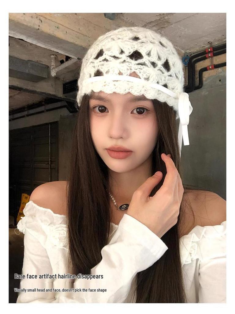 Women's Korean-Style Breathable Knit Crochet Hollow Beanie - Summer, Thin & Versatile