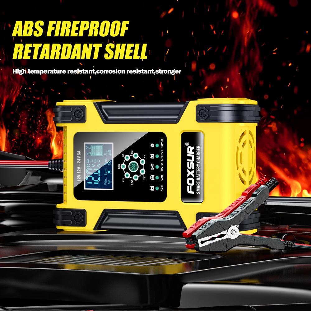 12V/24V 12A 7-Stage Smart Lead-Acid Battery Charger with Light Indicator