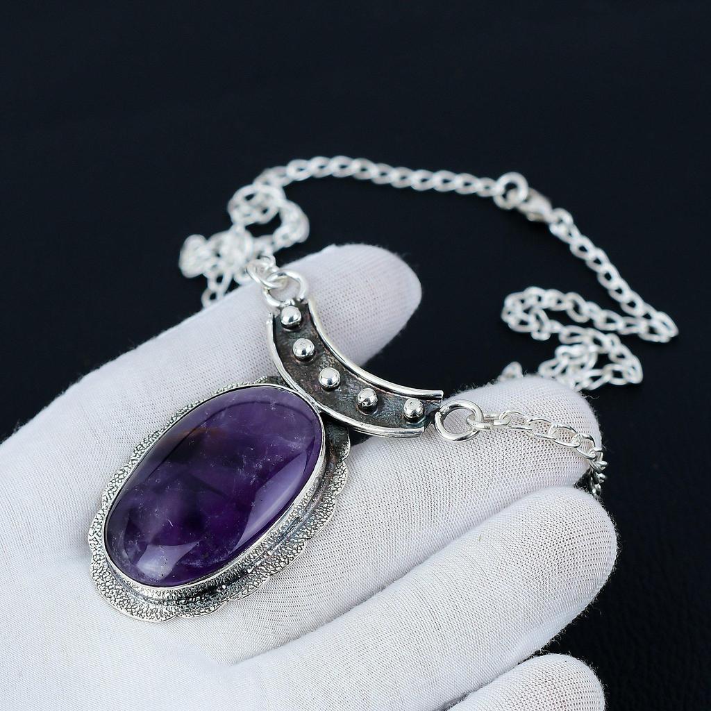 Amethyst Necklace, Amethyst Gemstone, 925 Sterling Silver Necklace, Natural Amethyst Jewelry For Women, Amethyst Jewelry Necklace For Gifts