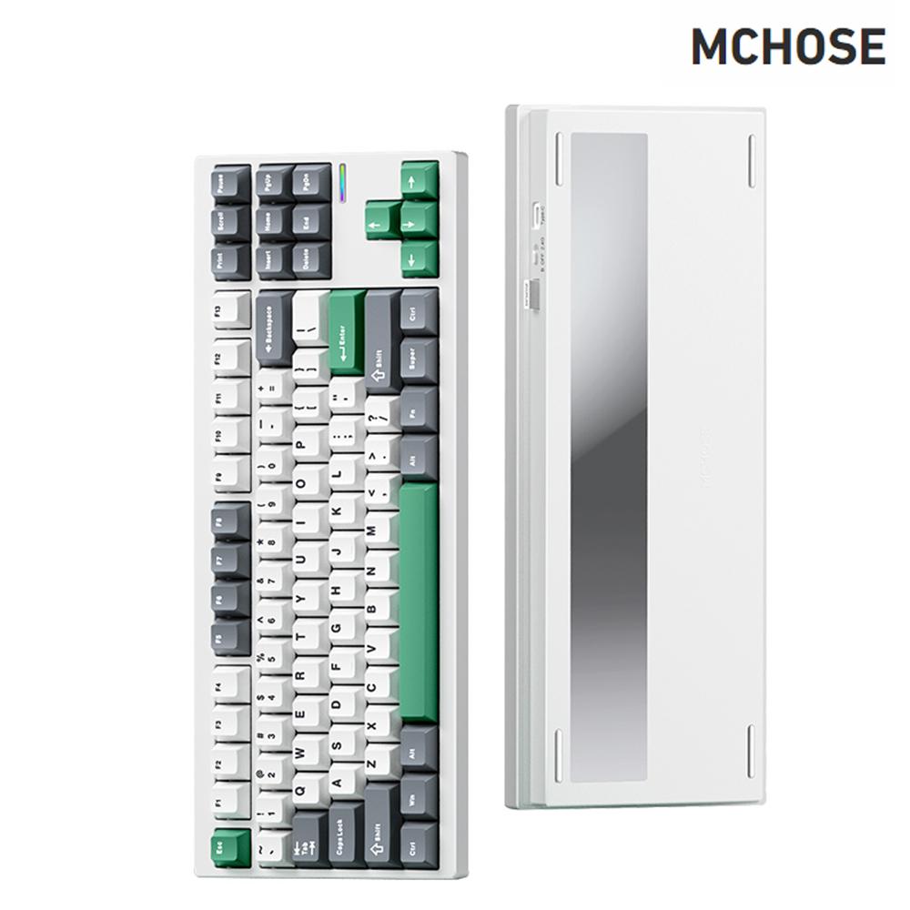 

MCHOSE MCGX8710 Алюминиевая беспроводная механическая клавиатура, проводное подключение 2.4G BT TriMode Matcha Latte Switch V2 белый