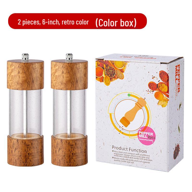 Starry Sky Wooden Pepper Mill - Transparent Acrylic Manual Grinder for Sichuan Pepper, Black Pepper, Sea Salt, and Rose.