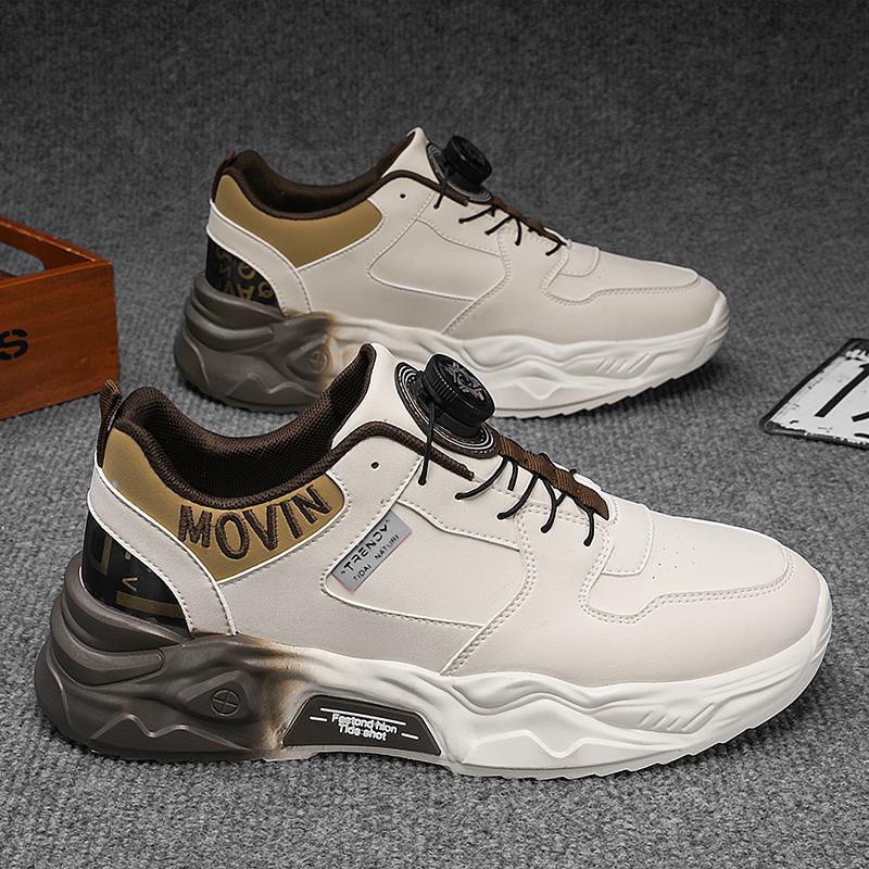 

Кроссовки мужские дизайнерские кроссовки на пуговицах модные повседневные кожаные дышащие туфли на платформе с увеличенной высотой 39