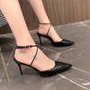 Móda 2025 Nové Dámské Módní Baotou Jehlové Sandály Jaro Nová Špičatá Hlava Mělký Výstřih Křížkový Jednopáskový Spona Protiskluzové Vysoké Podpatky