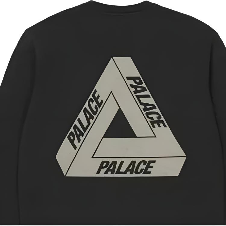 Palace FW21 Slub Crew Neck Sweatshirt with Triangle Logo Print Unisex Sweatshirt Black P21CS067