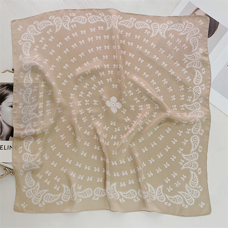 70cm Echarpe Pour Femmes Imprime Paisley Carre Echarpe Bandanna Printemps/été Imitation Soie Bandeau Cheveux Echarpe Doux Tache